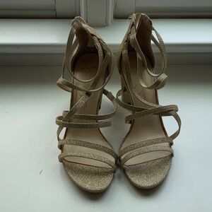 Elegant Gold Strappy Women's Heels